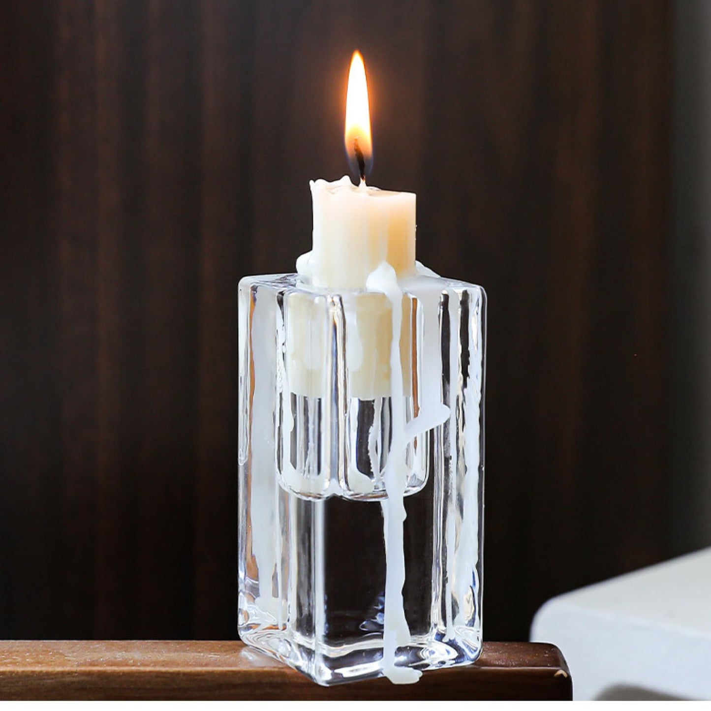 Saim Clear Tealight Candle Holders Set of 3 Modern Dining Room Table Centerpiece Decor, Coffee Table Decor for Living Room, Fireplace Decor Accessories