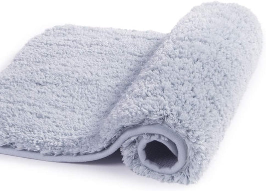 Walensee Bathroom Rug, Non Slip Bath Mat (16 x 24, Grey) Water Absorbent Soft Microfiber Shaggy Mat Machine Washable, Thick Plush Rugs for Shower