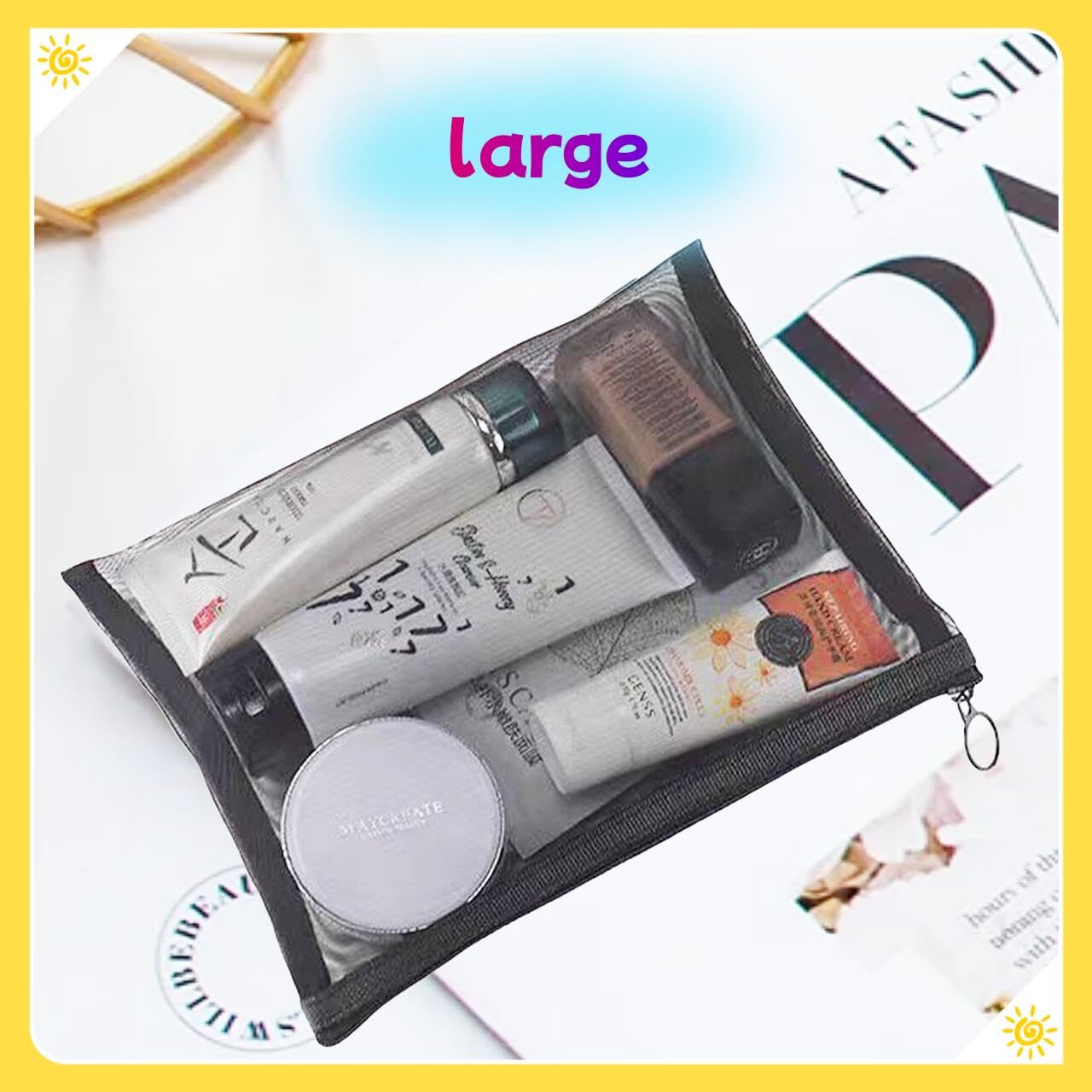 5-Pack Small Mesh Makeup Bag with Zipper for Purse, Diaper Bag Organizing Pouches, Purse Organizer Pouches for Travel Toiletry Bag