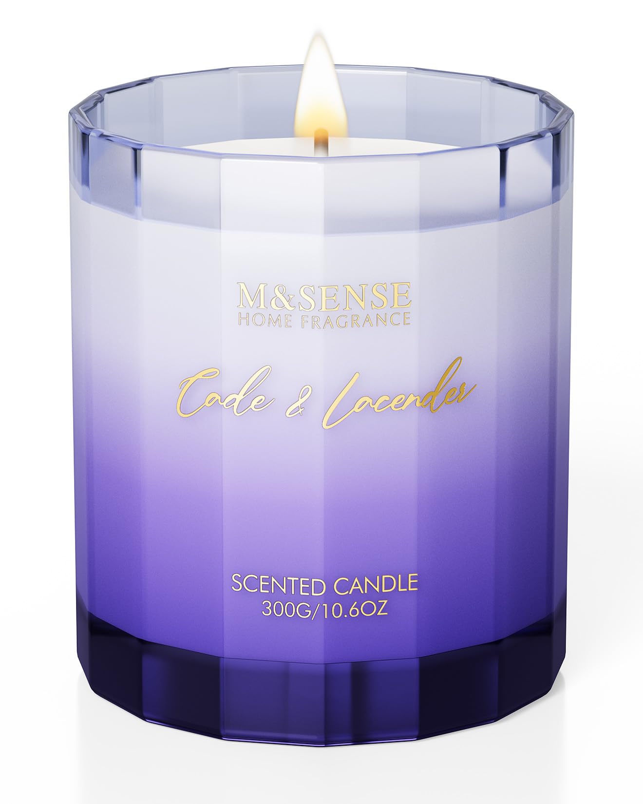 M&SENSE Cade Lavender Scented Aromatherapy Candle for Stress Relief, 10.6oz 60 Hour Burn Time Natural Soy Candles for Home Long Lasting Highly Scented Luxury Gifts