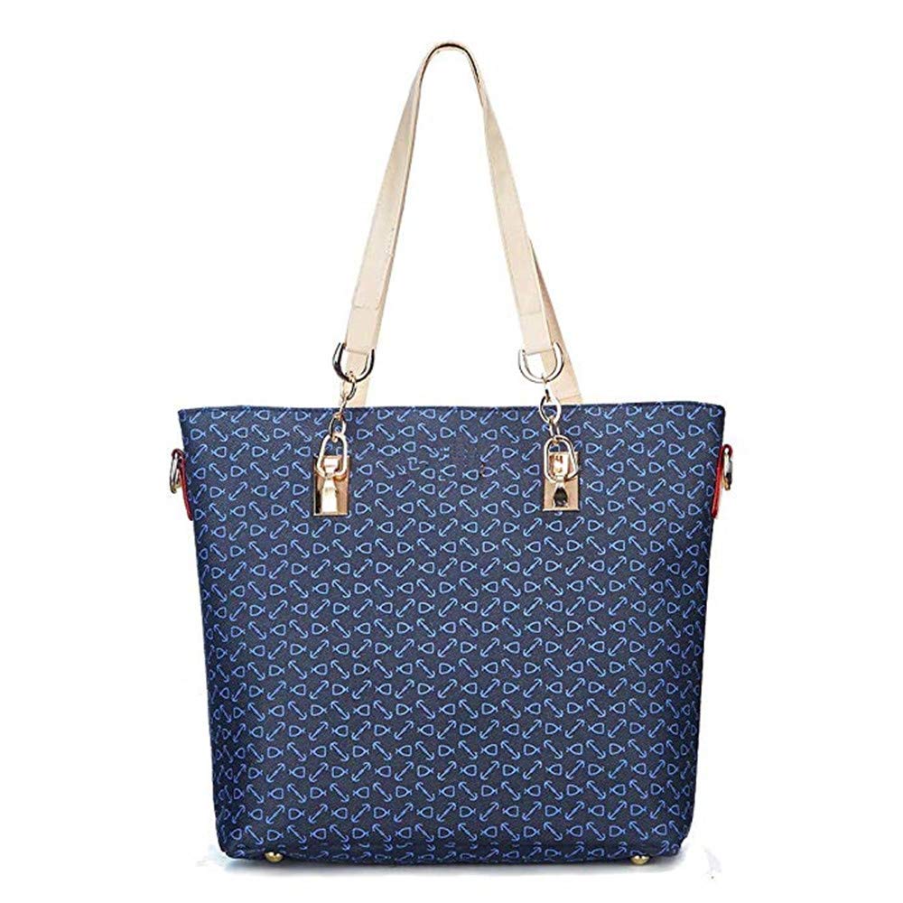 Women Handbag Set 6 Pcs PU Leather Tote Purse Set Multi-purpose Classic Shoulder Bag (Blue)