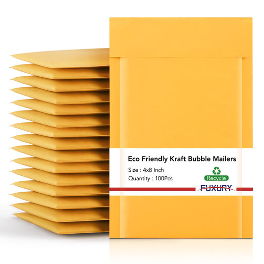 Fuxury Bubble Mailer 6x10" 100 Pack Kraft Padded Envelopes Usable Size 6x9" Kraft Bubble Envelopes for CDs, Video Games, Book Thick Padded Mailers #0 Small Yellow
