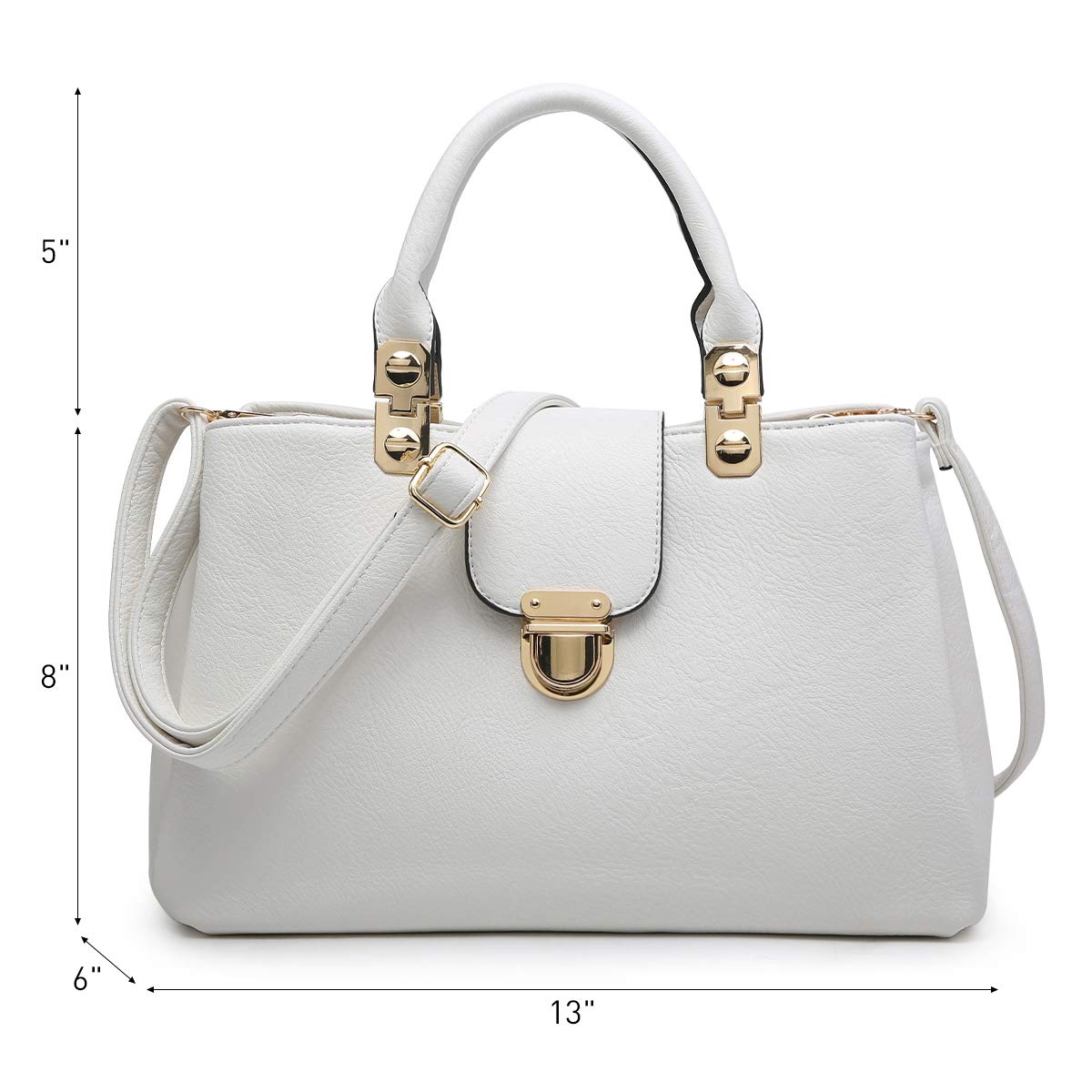Dasein Women Satchel Handbags Top Handle Purse Medium Tote Bag Vegan Leather Shoulder Bag White