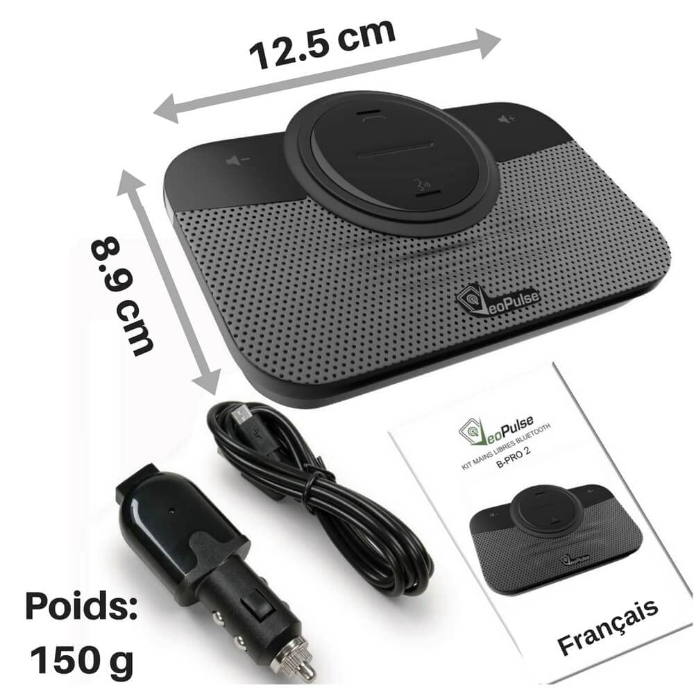 VeoPulse Car Speakerphone B-PRO 2 Hands-Free kit, 6W Hi-Fi Speakers, with Bluetooth Automatic multipoint Cellphone Connection