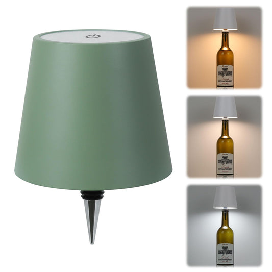 TTLYUGN Wireless Bottle Lamp, Rechargeable 3 Color Stepless Dimming LED Wine Lights, Touch Control Desk Kit for Bar & Restaurant - Green