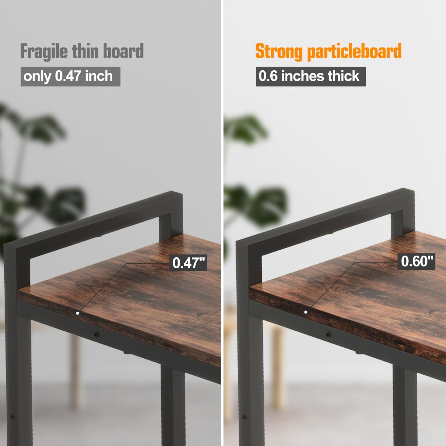 Livofloral Narrow Console Table, Small Entryway Table with 2 Support Bar, Thin Sofa Table, Small Couch Table, Display Table, Side Table for Living Room, Hallway, Bedroom, Rustic Brown