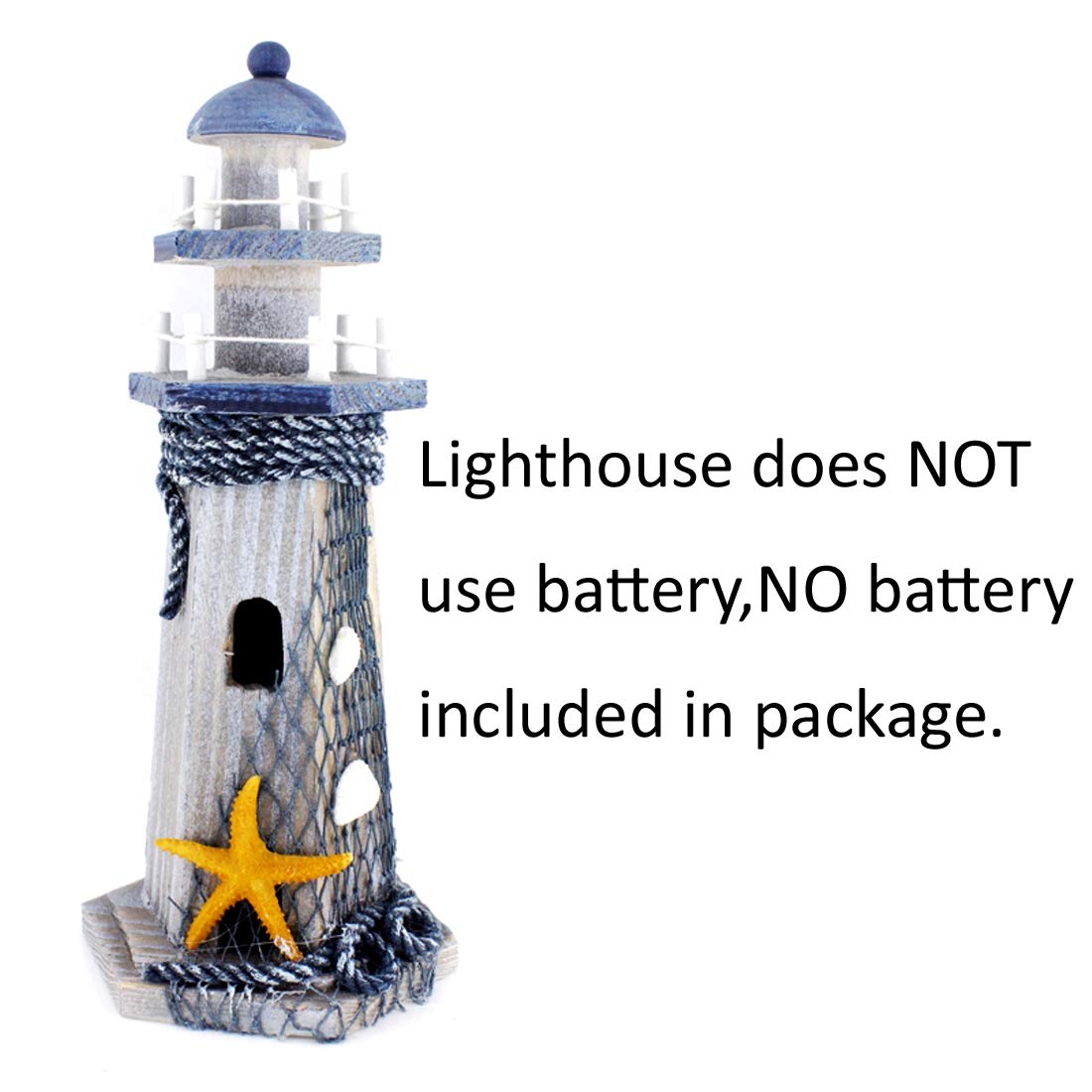 Chaomian Home Ornaments Starfish Wooden Lighthouse 10.6" High Nautical Themed Rooms Lighthouse