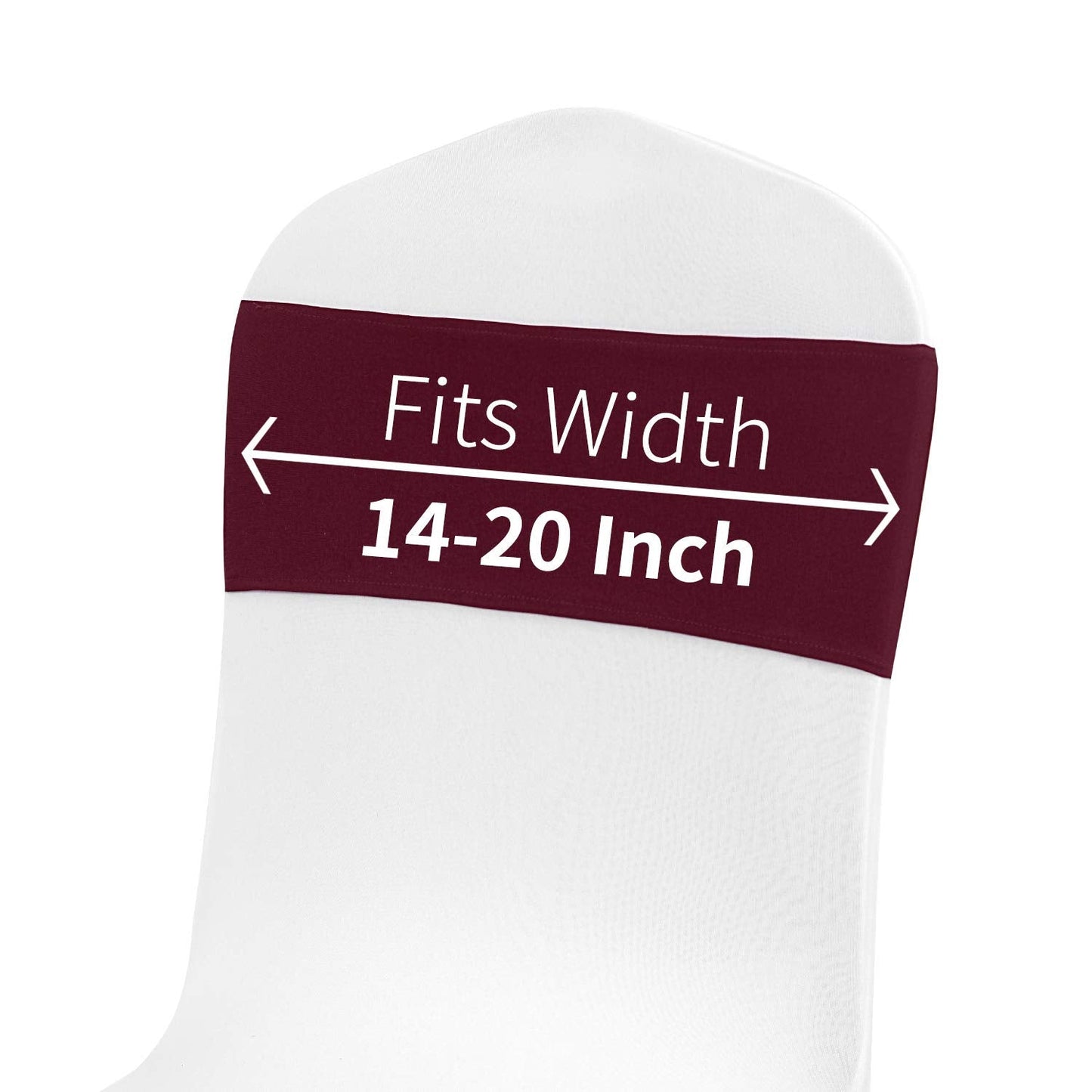 Peomeise 100pcs Burgundy Spandex Chair Sashes with Buckle Slider for Wedding, Party Decoration