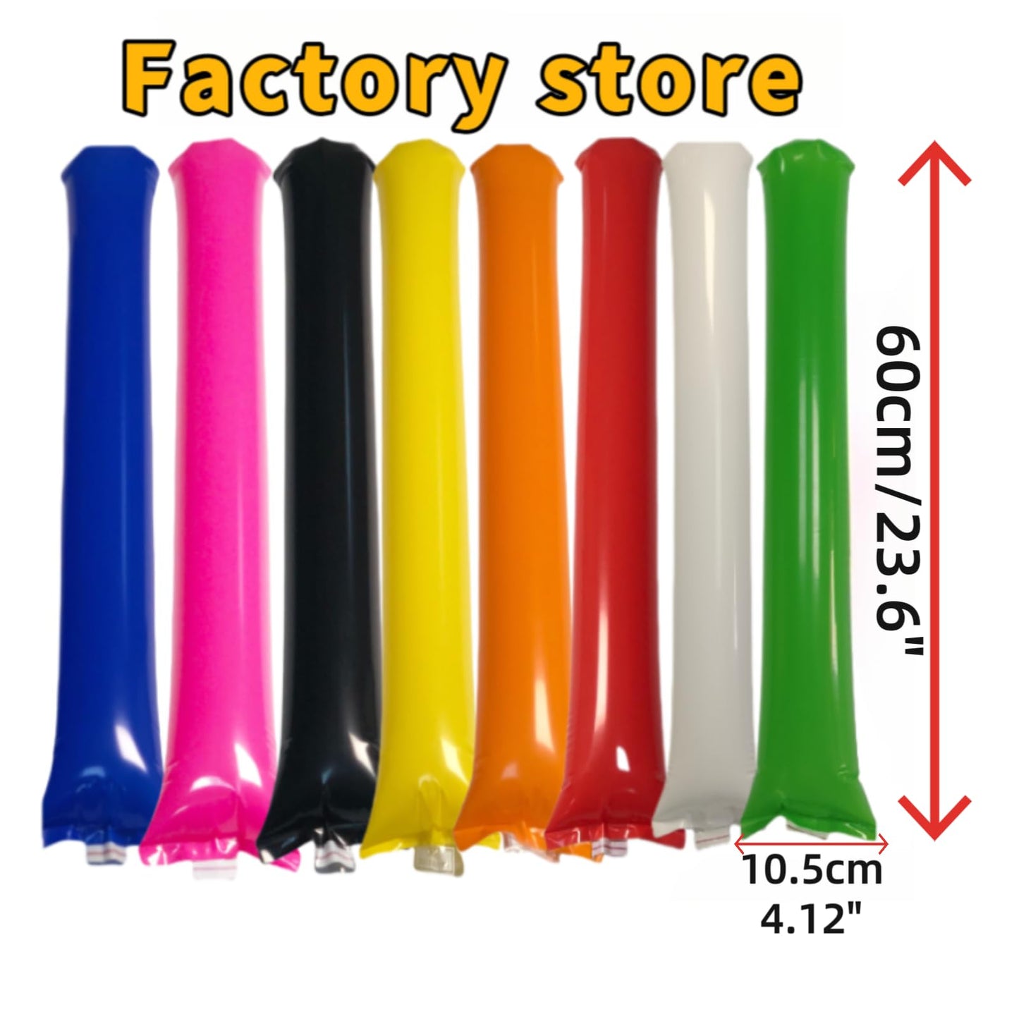 ROSEBB 48pcs Round Head Boom Sticks Thunder Sticks Cheering Sticks Team Spirit Plastic Cheerleading Spirit Stick Clapper Inflatable Noise Maker Sports Supply (White)