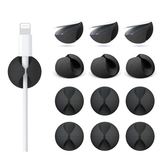 18 Pack Mini Cable Clips, Znben Cord Organizer Holder Adhesive Cord Management Charger Wire Holder Clips for Desk, Home, Office, Car, Cubicle, Nightstand Black