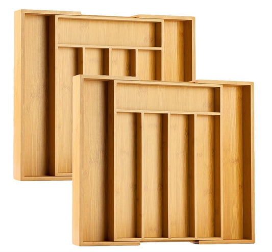 Kitchen Silverware Drawer Organizer and Storage Flatware Cutlery Utensil Holder Spice Rack Containers Bathroom Counter Cabinet Office Desk Makeup Drawer Tray Kitchen and Dining Tools Decor Accessories