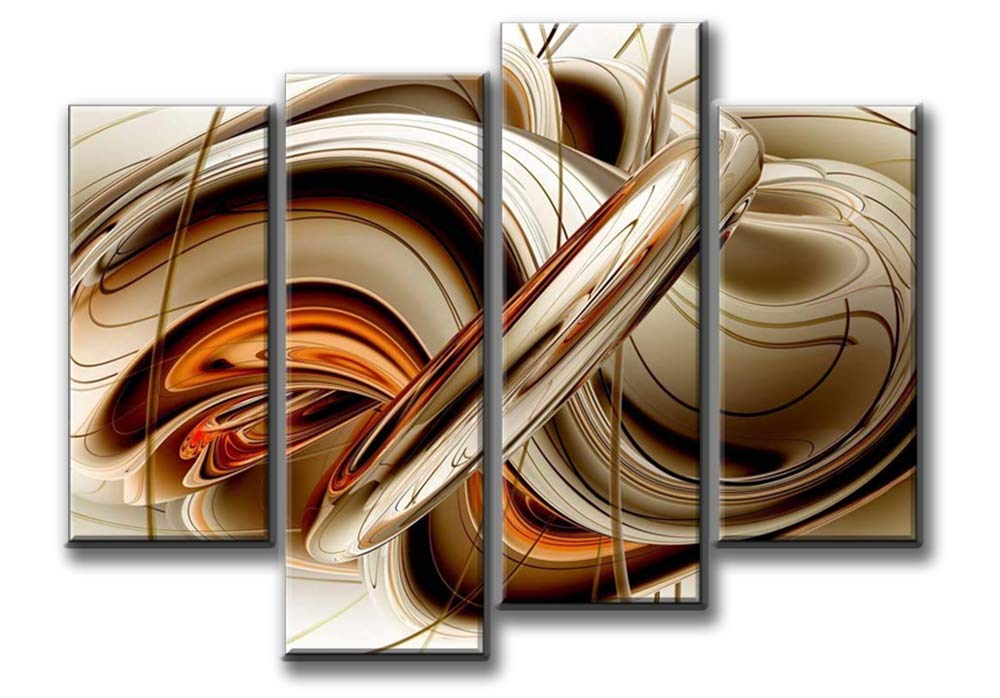 First Wall Art - Abstract Orange Brown White Lines Wall Art Painting The Picture Print On Canvas Abstract Pictures for Home Decor Decoration Gift