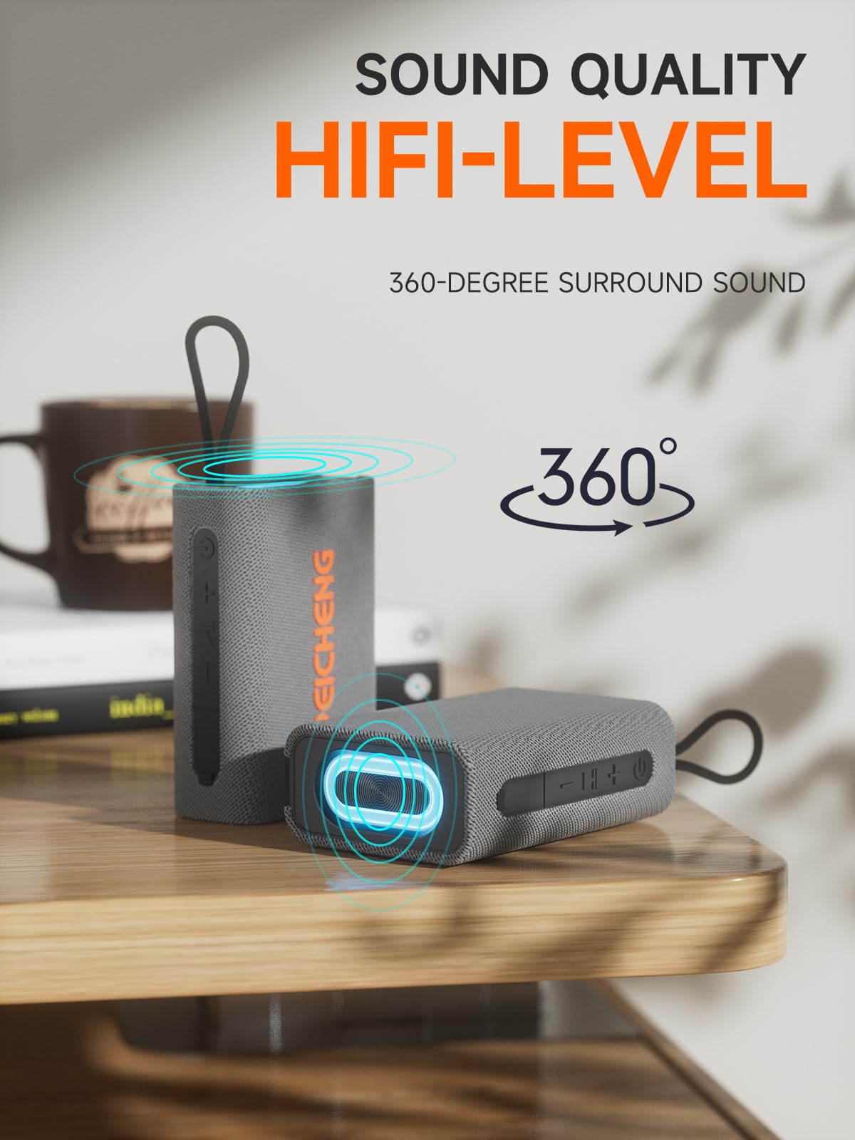 PEICHENG Speaker, Portable Wireless Bluetooth Speakers, Waterproof Loud Stereo Sound with RGB Lights TWS Paire Long Playtime for Home/Party/Outdoor, Electronic Gadgets (1PCS, Gray)