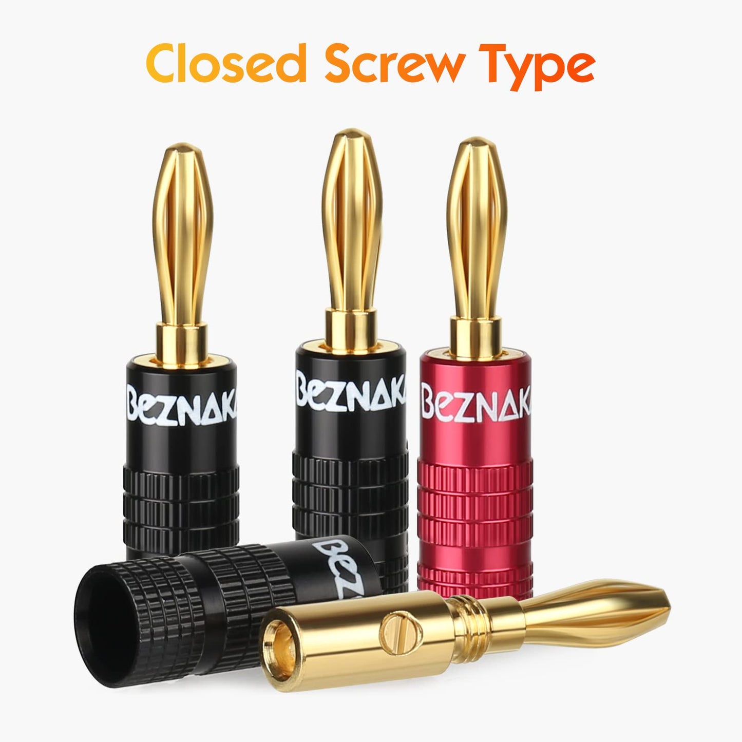 Banana Plugs with Dual Set Screws,Black and Red Aluminum Shell,6 Pairs