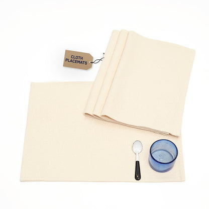 MEEMA Rustic Placemats 14x20 in | Sustainable Products Upcycled Denim and Cotton Cloth Placemats Set of 4 - Blue | Handcrafted, Washable Place Mats for Dinner Table, Everyday Use and Special Occasions