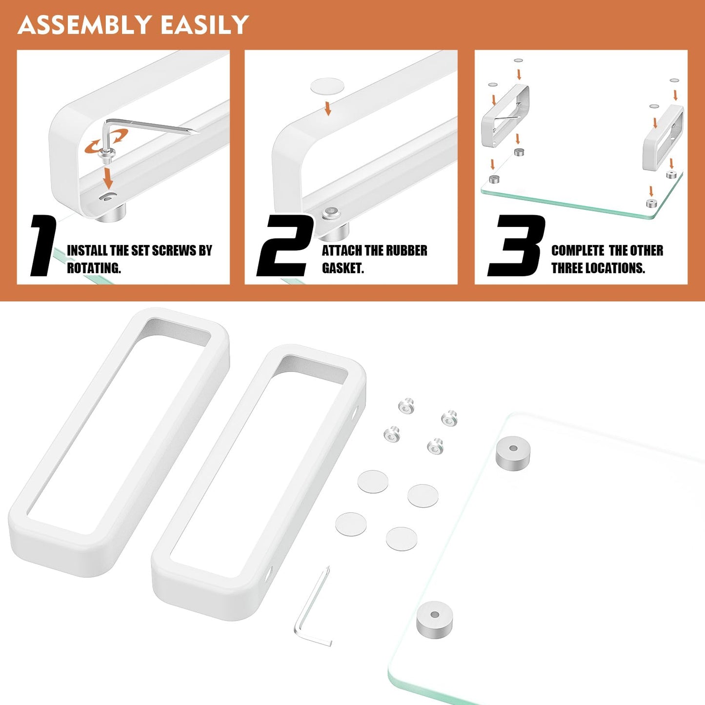 Hemudu Clear Computer Monitor Stand Riser Multi Media Desktop Stand for Flat Screen LCD LED TV, Laptop/Notebook, with Tempered Glass and Metal Legs, HD02T-001