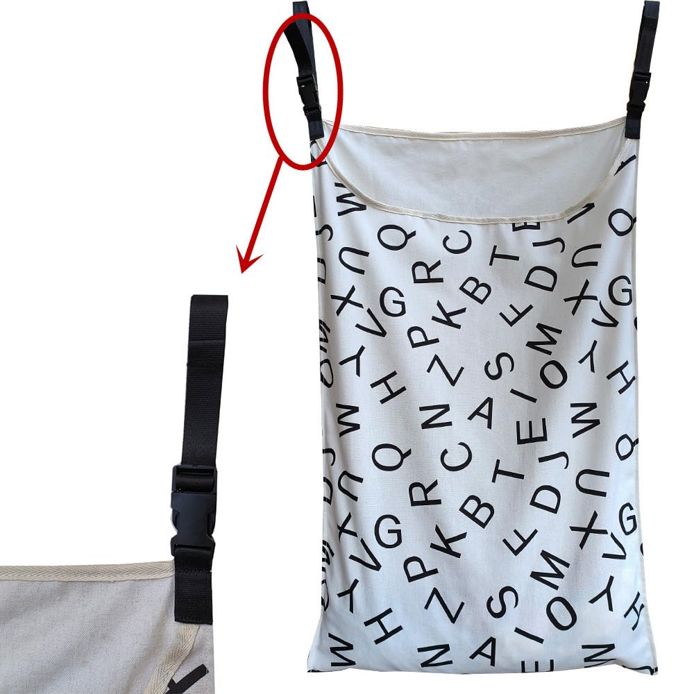 HDHYK Adjustable Space Saving Door Hanging Laundry Hamper Bag Dorm Laundry Bag,Wide Open Top Over The Door Laundry Hamper with Free Hanging Hooks