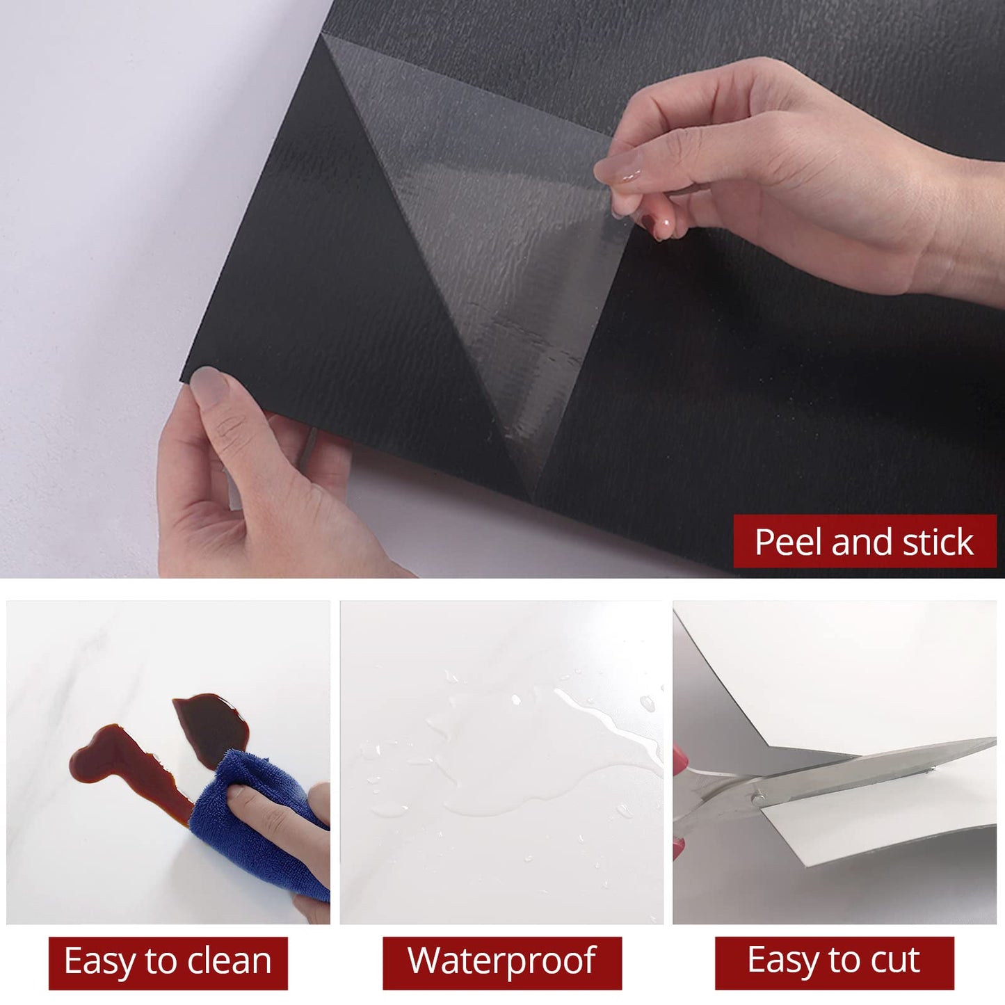 WESTICK White Marble Bathroom Stick on Floor Tiles Peel and Stick Waterproof Vinyl Flooring Adhesive Flooring Tiles for Kitchen Bedroom Camper 12 x 12 in 5 PCS