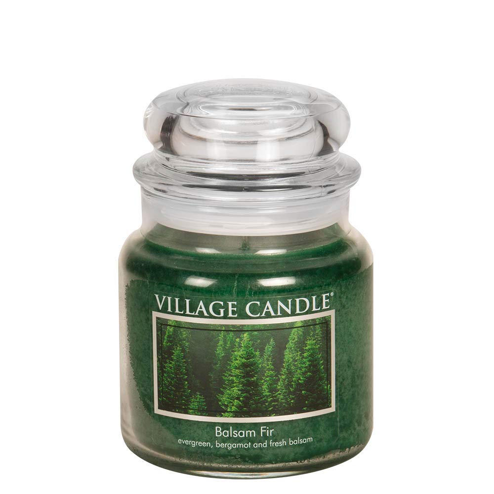 Village Candle Balsam Fir Large Apothecary Jar, Scented Candle, 21.25 oz., Green