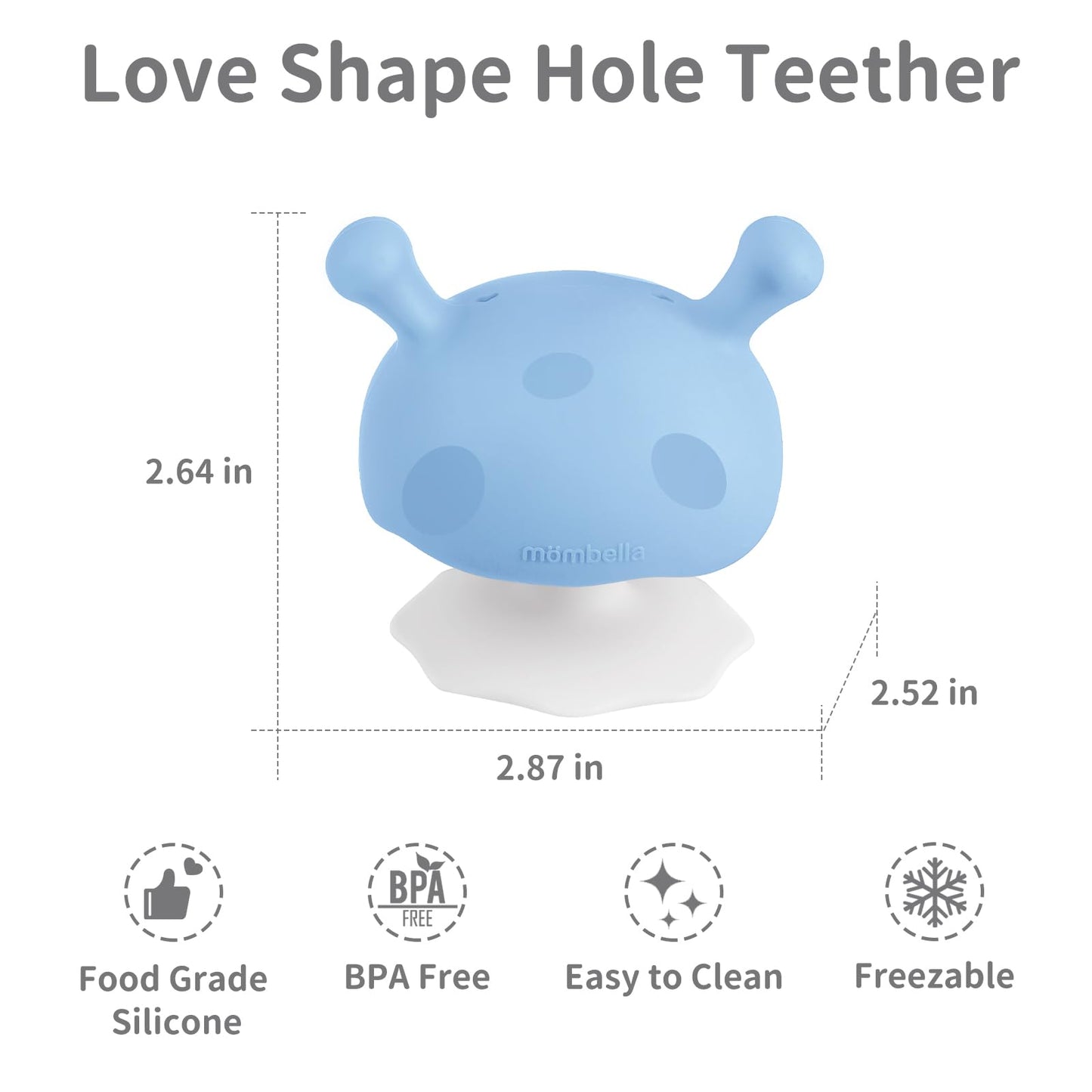 Baby Teething Toys for 3-12 Months+,Silicone Mombella Baby Teether with Suction Base,Soft & Easy to Grasp for Teething Relief,Safe & Comfortable Teether Toys for Sucking Needs,BPA Free,0011 (Blue)