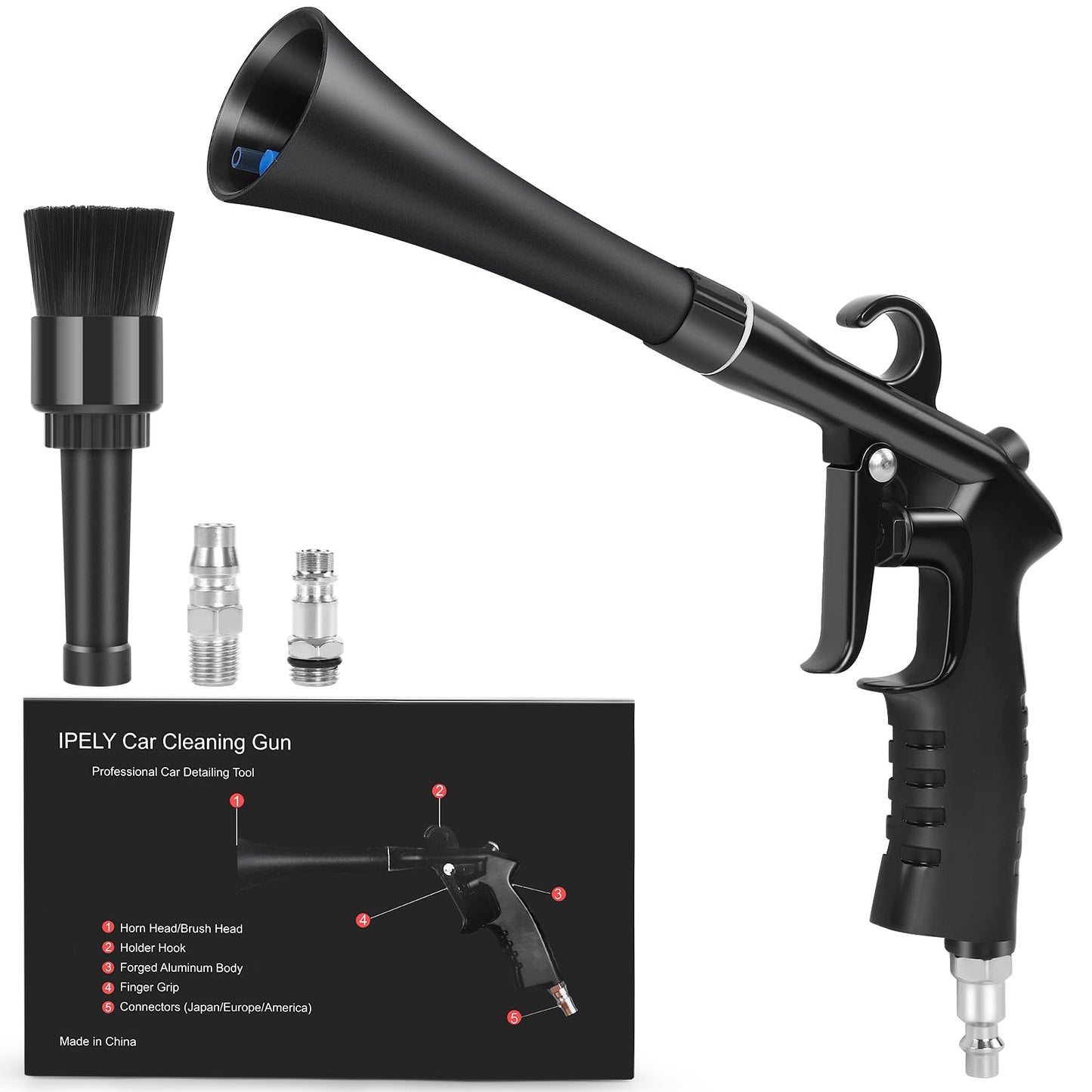 IPELY Car Cleaning Gun, High Pressure Car Blow Gun for Car Detailing, Quickly Clean and Dry Car Surfaces with Strong Air