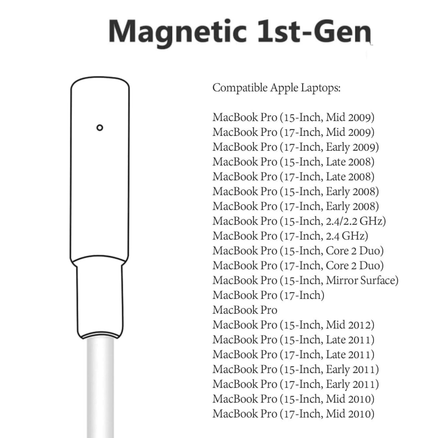 HJTPOWER 85W Mini Replacement Charger Compatible with Mac Book Pro 15 17" Before Mid 2012 Magnetic 1st-Gen L-Type A1286 A1211 A1290 A1297 A1226 A1175 A1150 A1343 A1229 A1151 A1172 AC Power Adapter