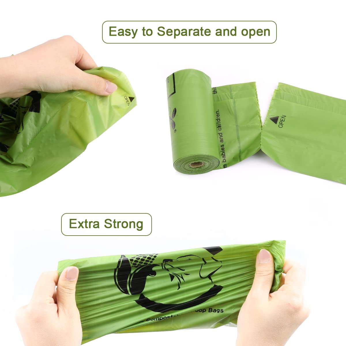 Certified Compostable Dog Poop Bags, 270 Count Landfill Friendly and Leakproof Waste Bags, Easy Open Unscented Forest Green Poop Bag for Dog, 15 Doggy Bags Per Roll (18 rolls)