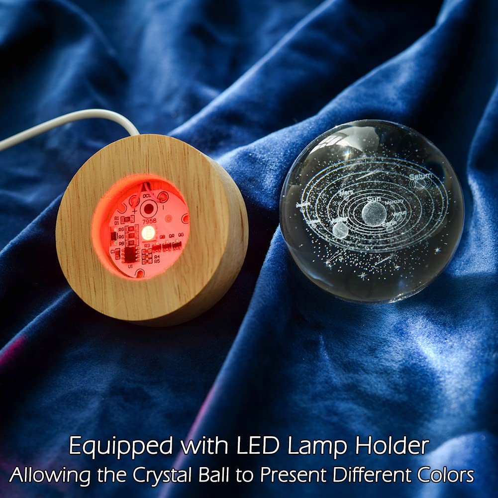 IFOLAINA 3D Solar System Crystal Ball 60mm Universe Gifts with Laser Engraved Model Astronomy Decor and Gift for Kids, Physics Enthusiasts, and Space Model Collectors