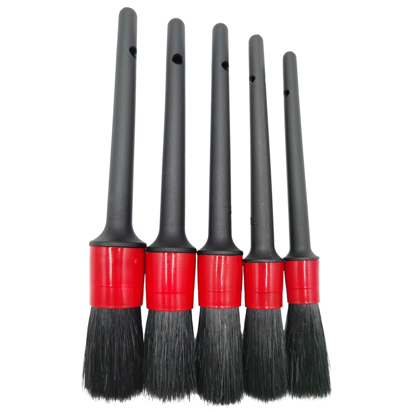 Car Detailing Brush Set of 5 - Soft Boar Hair, Car Wash Brush, Wheel Cleaner Brush, Car Dust Brush, Car Interior Leather Seat and Vent Brush, Car Detailing Kit