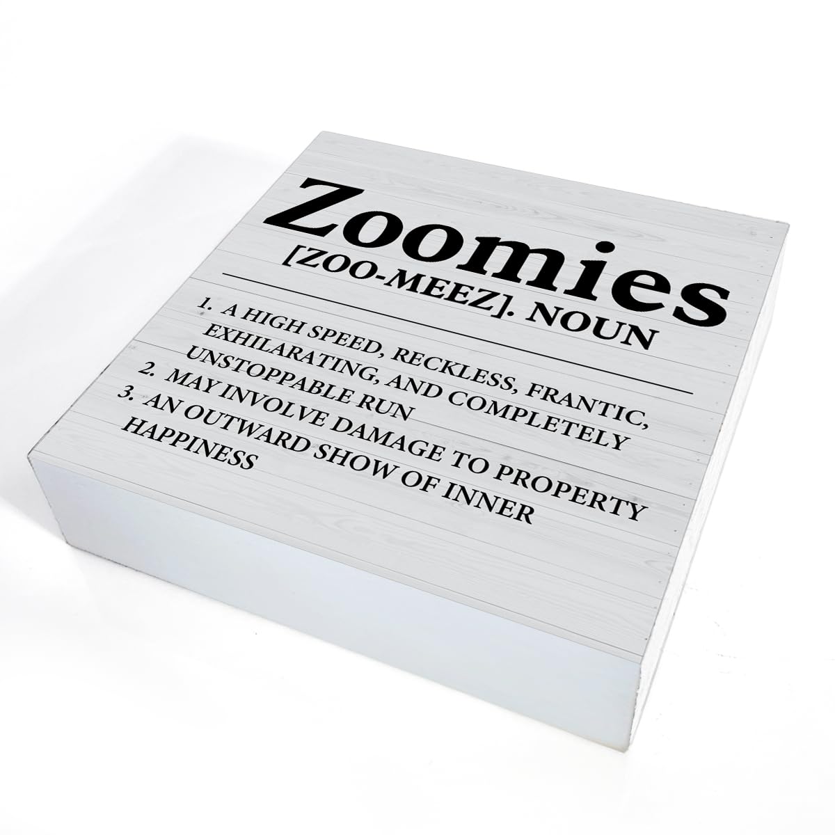 Dumyum Dog Lover Gift Zoomies Definition Wooden Box Sign Dog Theme Desk Decorative Wooden Sign Home Decor for Desk Table Shelf 5 x 5 Inches