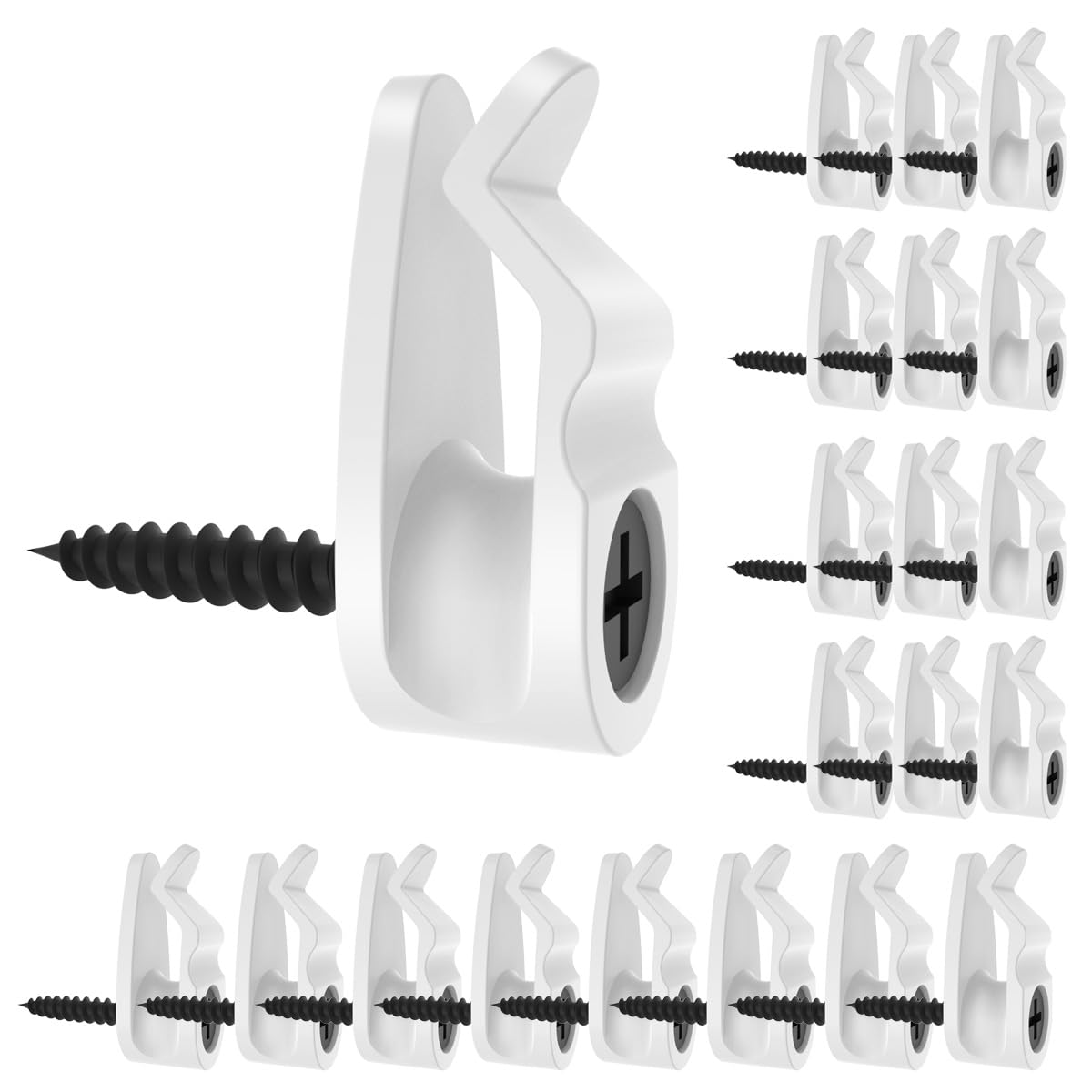 GEZIDEA String Light Hanger Hooks, Screw in Hooks for Hanging Christmas Lights, White, 50 Pack (Big)