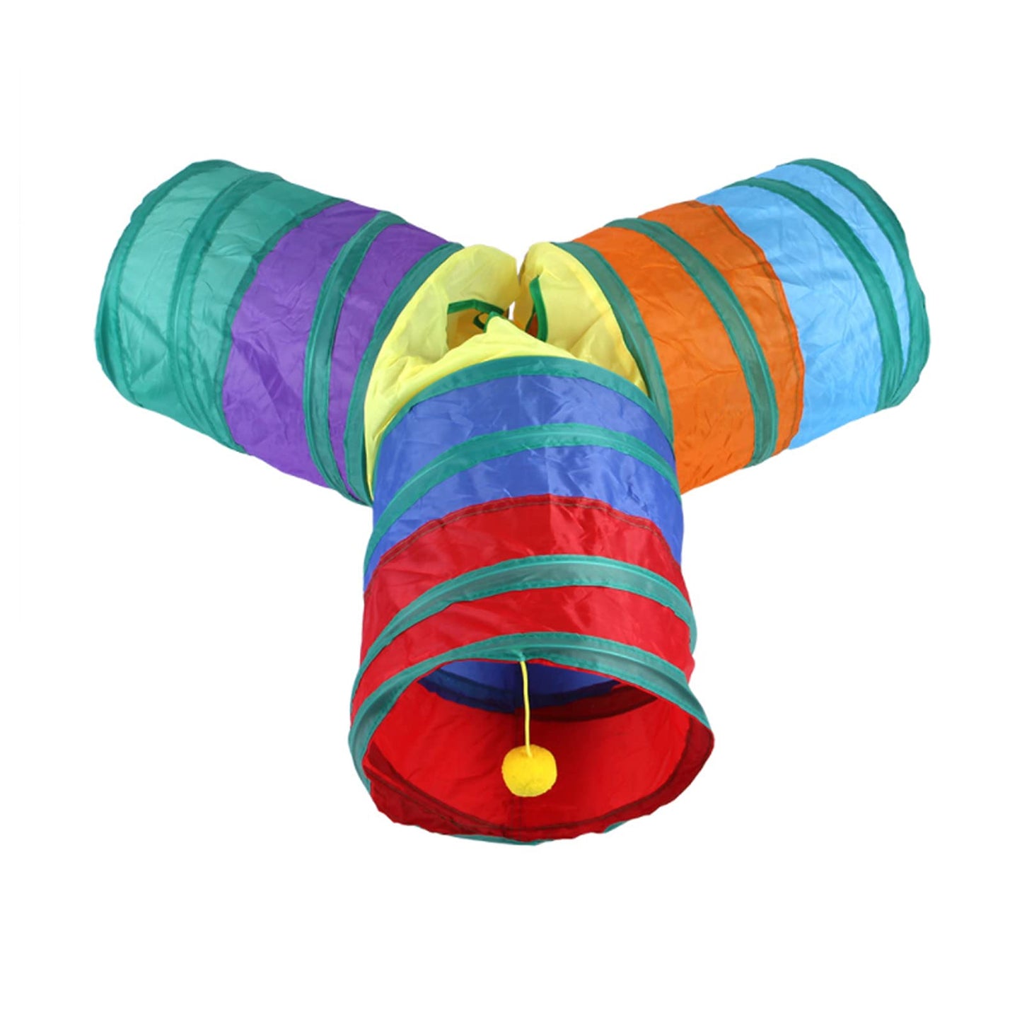 32Pcs Cat Toys Kitten Interactive Pet Toys Assortments, Foldable Rainbow Tunnel, Teaser Wand Fluffy Mouse Crinkle Balls Bell Play for Puppy Kitty (3 way)
