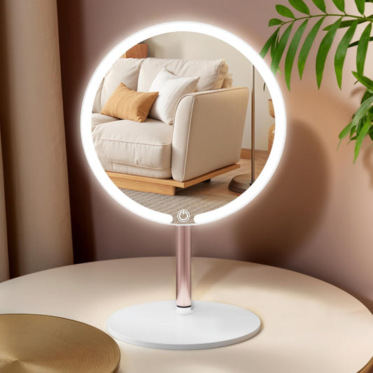 SKSFLY Vanity Mirror with Lights with 4K Ultra-Clear Clarity, Long-Press Touch Brightness Control, 3-Speed Brightness, and Multi-Angle Design – Perfect for Makeup & Grooming (White)