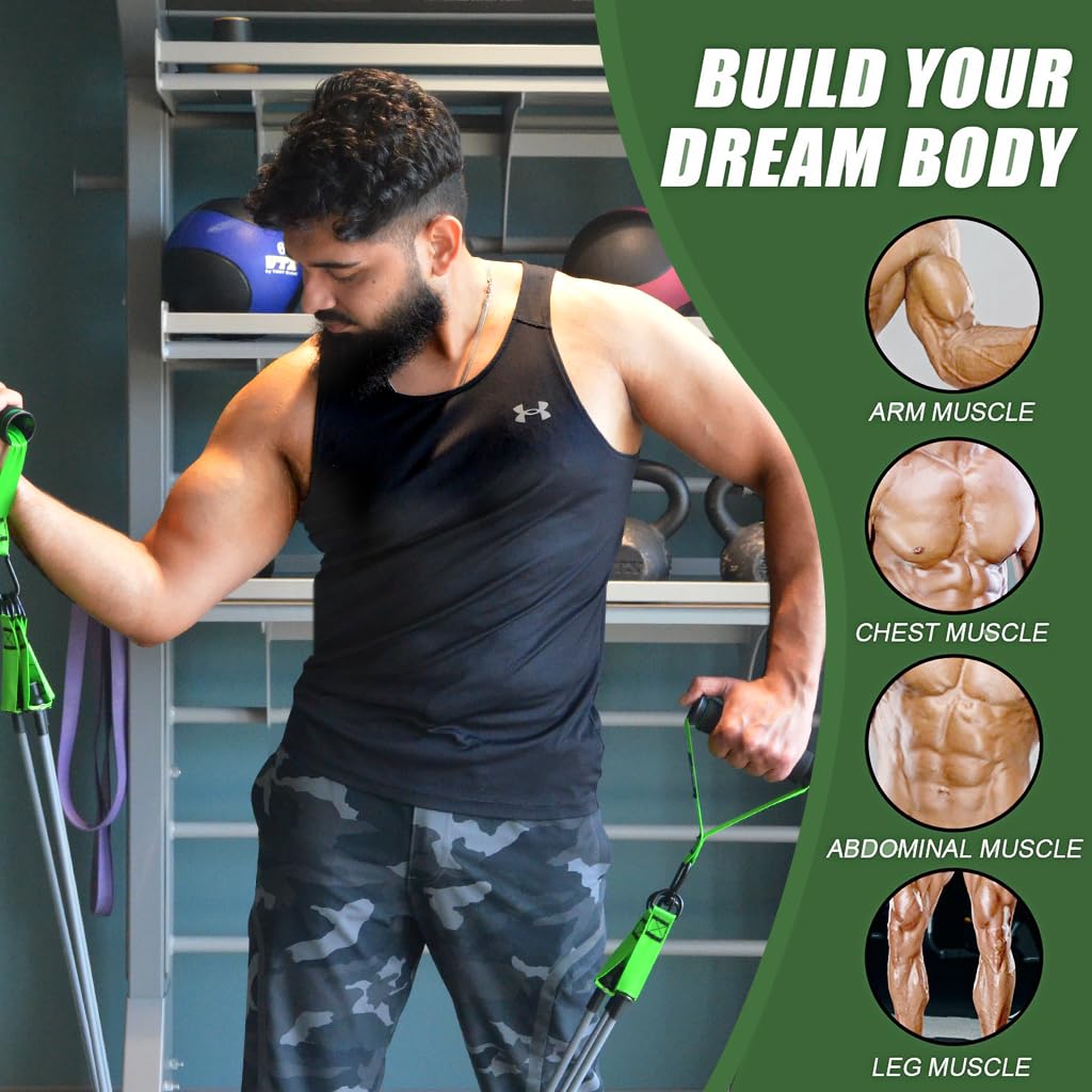 Resistance Bands Set 300lbs - Heavy Duty Fitness Bands with Handles for Strength Training, Door Anchor, Ankle Straps, and Carrying Bag for Home Gym and Full Body Workouts