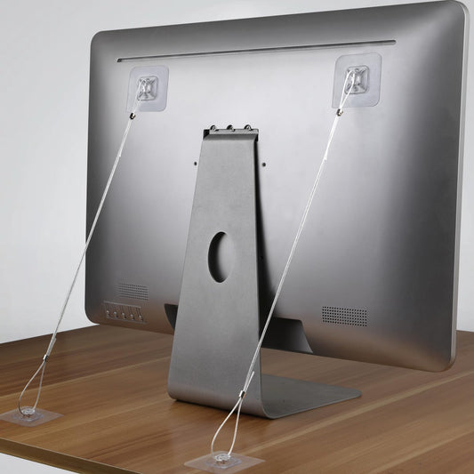 WRICHEAR 6 Packs Adjustable TV Safety Stainless Straps, No-Drill Adhesive Anti-Tip Furniture Anchors for Baby Proofing, for Fixing Flat-Screen TV, Dressers, Bookcases, Cabinets