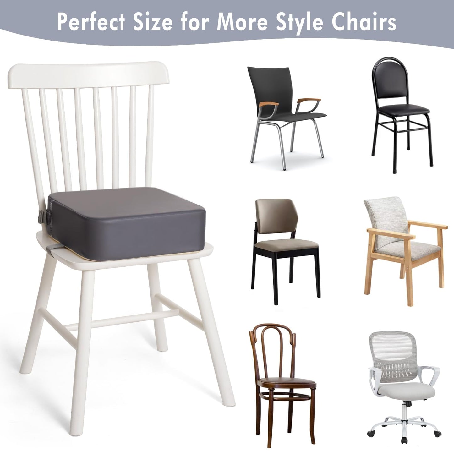 TOTIDYH Toddler Booster Seat for Kitchen Chair, Non-Slip Kids Dining Table Booster Seat with Adjustable Safer Straps, Portable Baby Eating Travel Increasing Cushion