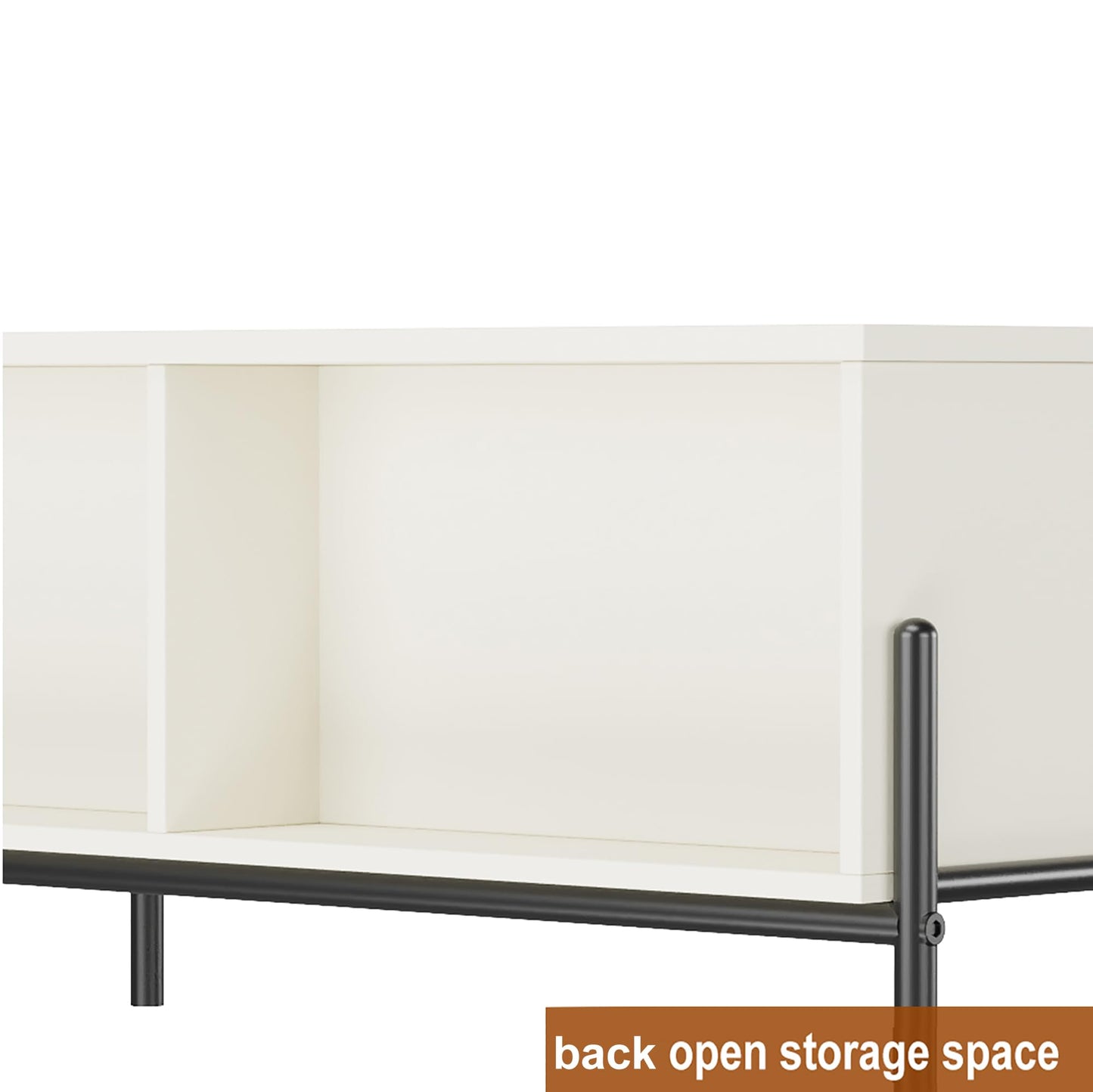 CABIHOME White Coffee Table with Drawers, Center Table Rectangle Coffee Table with Back Open Shelf, Center Table with Thickened Metal Leg Easy Assemble