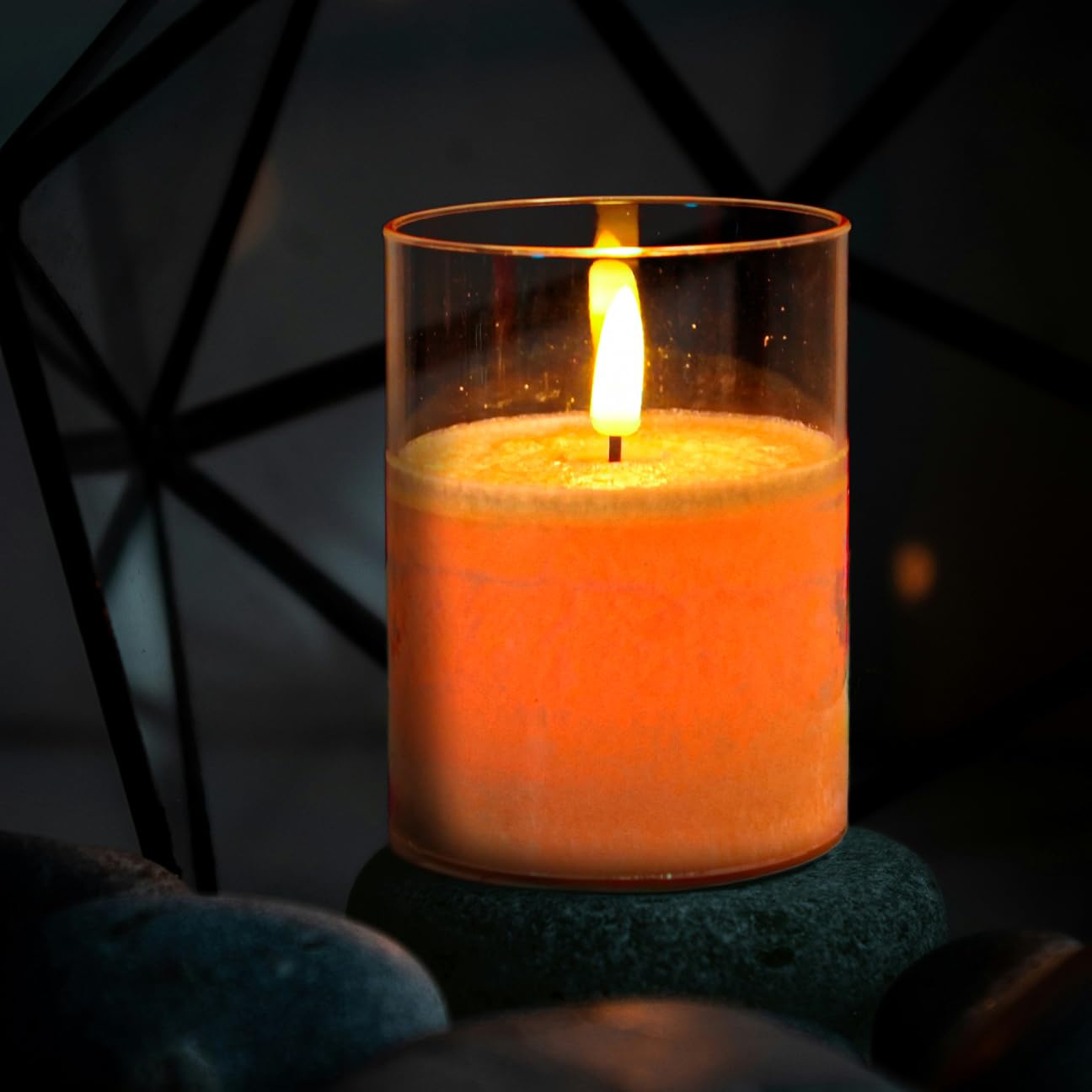 NICEME 12 Multi Colored Flickering LED Flameless Candles with Remote Control Timer Color Changing Candles Real Wax Battery Operated Candles with Flickering Flame Crystal Texture Design, D3”xH4 5 6”