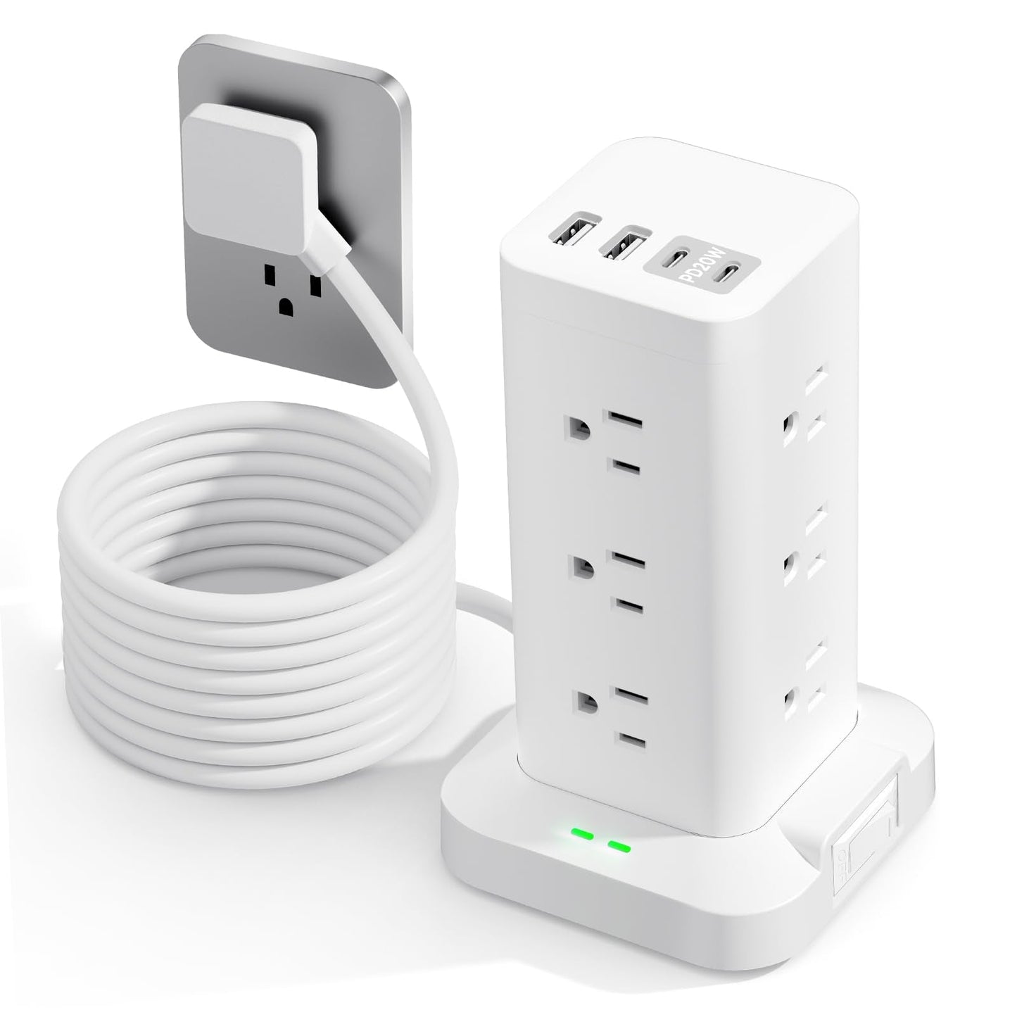 Surge Protector Power Strip, 6FT Flat Plug Extension Cord with 12 AC Outlets, 4 USB Charger(2 USB C Port), 1200 Joules Overload Protection, Desk Charging Station for Home Office, Dorm Room Essentials