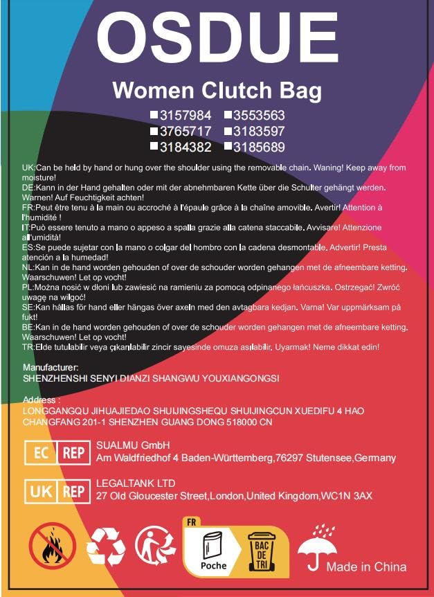 OSDUE Evening Bag Clutch Purses, Rhinestones Purse Silver Sparkling Wedding Party Purse Envelope Evening Bag with Detachable Chain for Women