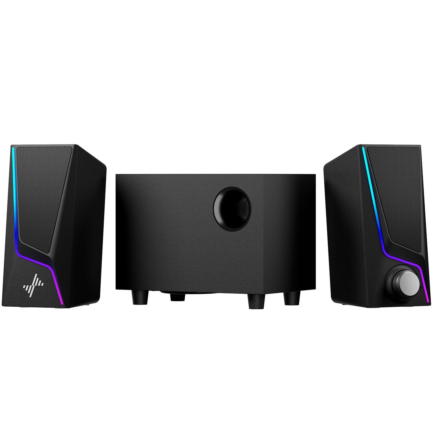 Nylavee Computer Speakers with Subwoofer, 2.1 Hi-Fi PC Speakers System with 6 Lighting Modes, Enhanced Bass, Plug and Play, USB/USB-C Powered and 3.5mm Aux in for Desktop, Monitor, Laptop, Tablet