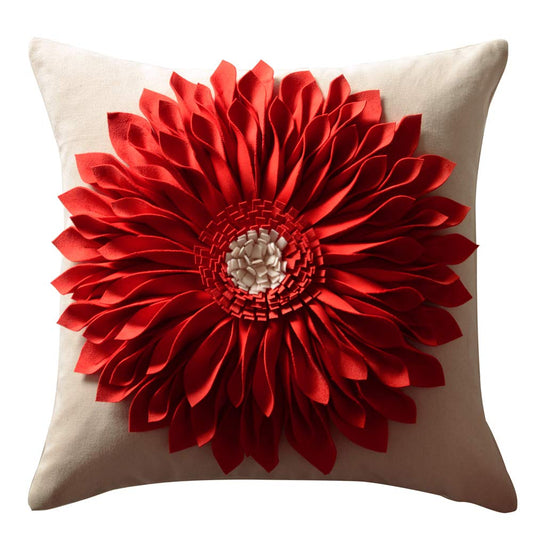 OiseauVoler Decorative 3D Sunflower Throw Pillow Covers Handmade Accent Pillowcases Cushion Covers for Home Sofa Car Bed Room Decor 18 x 18 Inch Reddish Orange