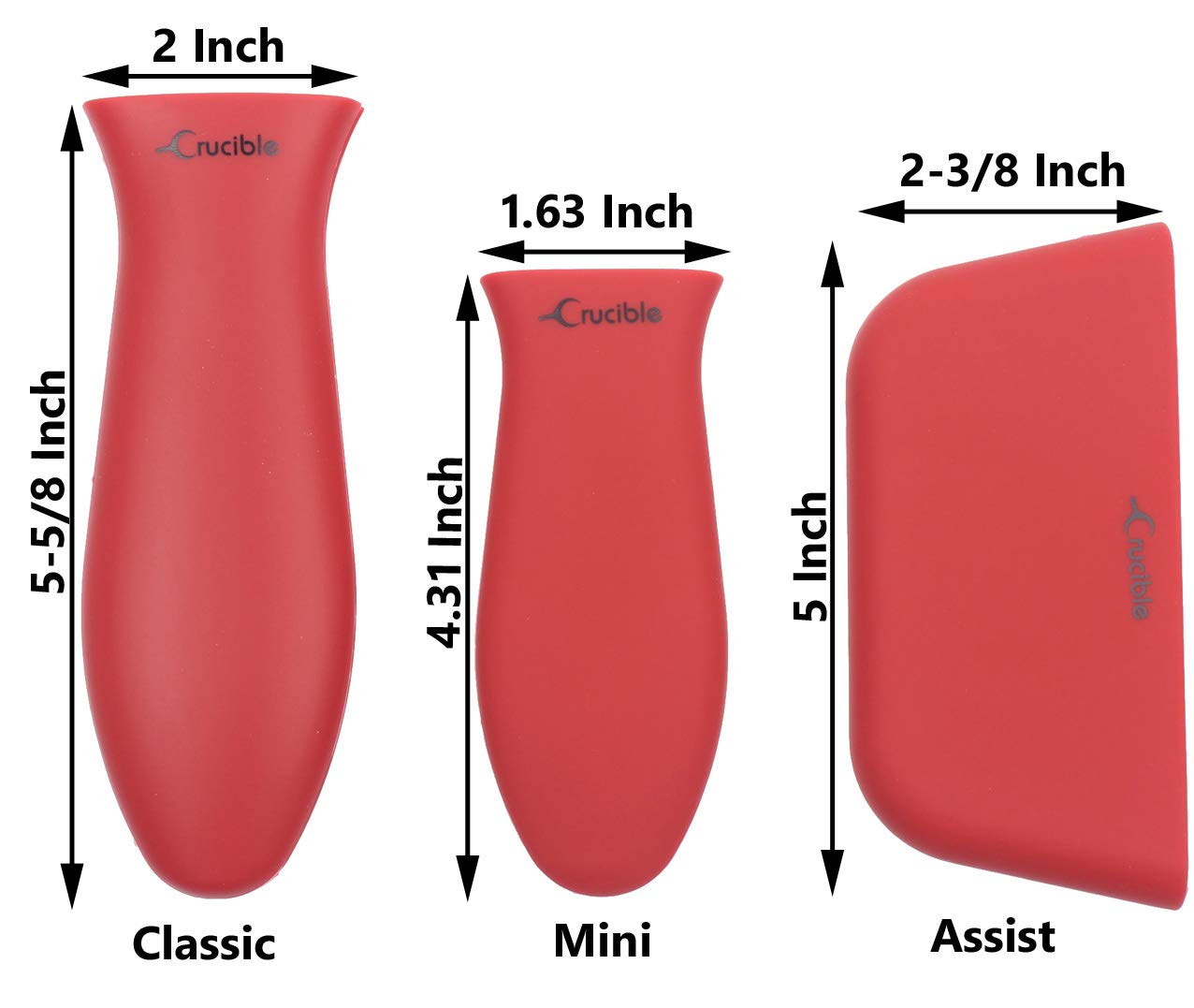 Silicone Hot Handle Holder, Potholders (3-Pack Red) for Cast Iron Skillets, Pans, Frying Pans & Griddles, Metal and Aluminum Cookware Handles - Sleeve Grip, Handle Cover