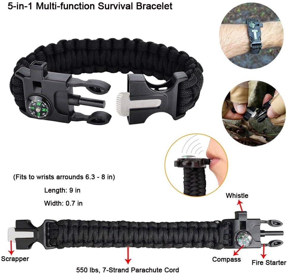 16pcs Emergency Survival Kit, Compact Survival Tactical Gear, Cool EDC Survival Tool for Cars, Camping, Hiking, Hunting, Fishing, Adventure Accessorie for Men Husband Dad Friend