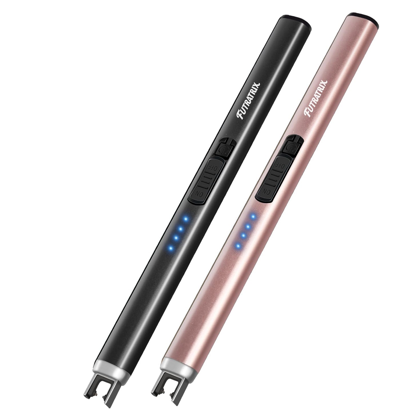 Futratrix Electric Candle Lighters Arc Windproof Flameless USB Rechargeable Lighter for Cooking BBQs Fireworks (2 Pack - Black&Rose Gold)