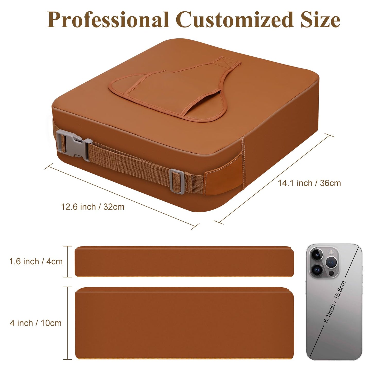 TOTIDYH Toddler Booster Seat for Dining Table, Non-Slip Kitchen Chair Booster Seat with Backrest and Adjustable Straps, Portable PU Waterproof Travel Baby Booster Increasing Cushion