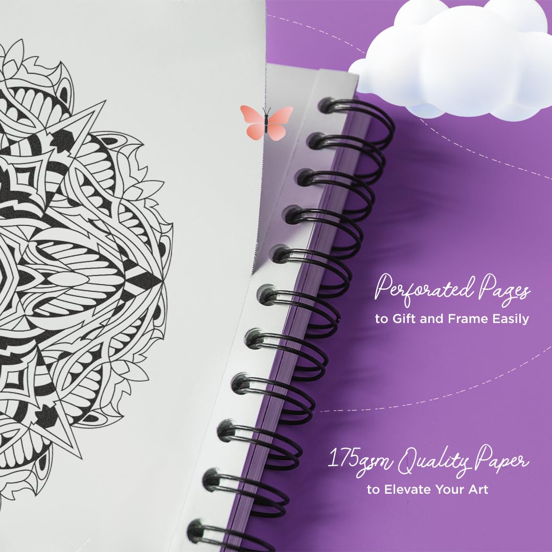 Mandala Coloring Book for Adults with Thick Artist Quality Paper, Hardback Covers, and Spiral Binding by ColorIt