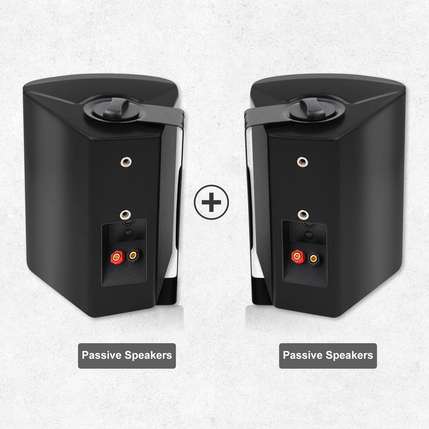 Herdio 5.25 Inches Passive Outdoor Speakers Wired Waterproof, 300 Watts Wall Mount Speakers All Weather for Patio Indoor Deck Countryard (1 Pair, Black)