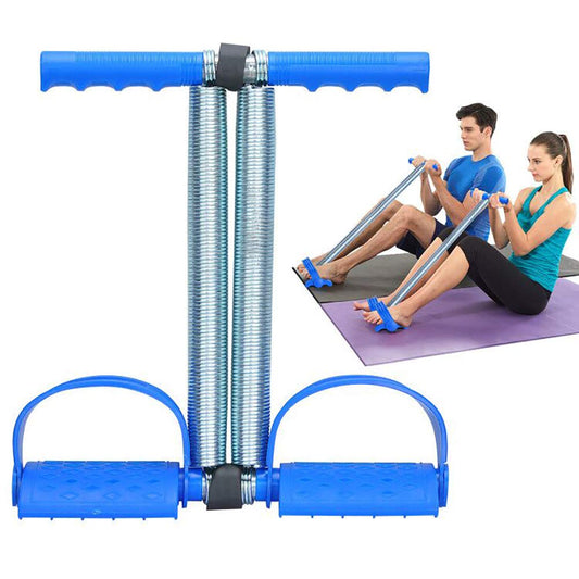 COVVY Elastic Sit Up Pull Rope, Dual Spring Tension Rope Advanced Version Fitness Equipment Pedal Resistance Band for Abdomen/Waist/Arm/Yoga Stretching Slimming Training - Blue