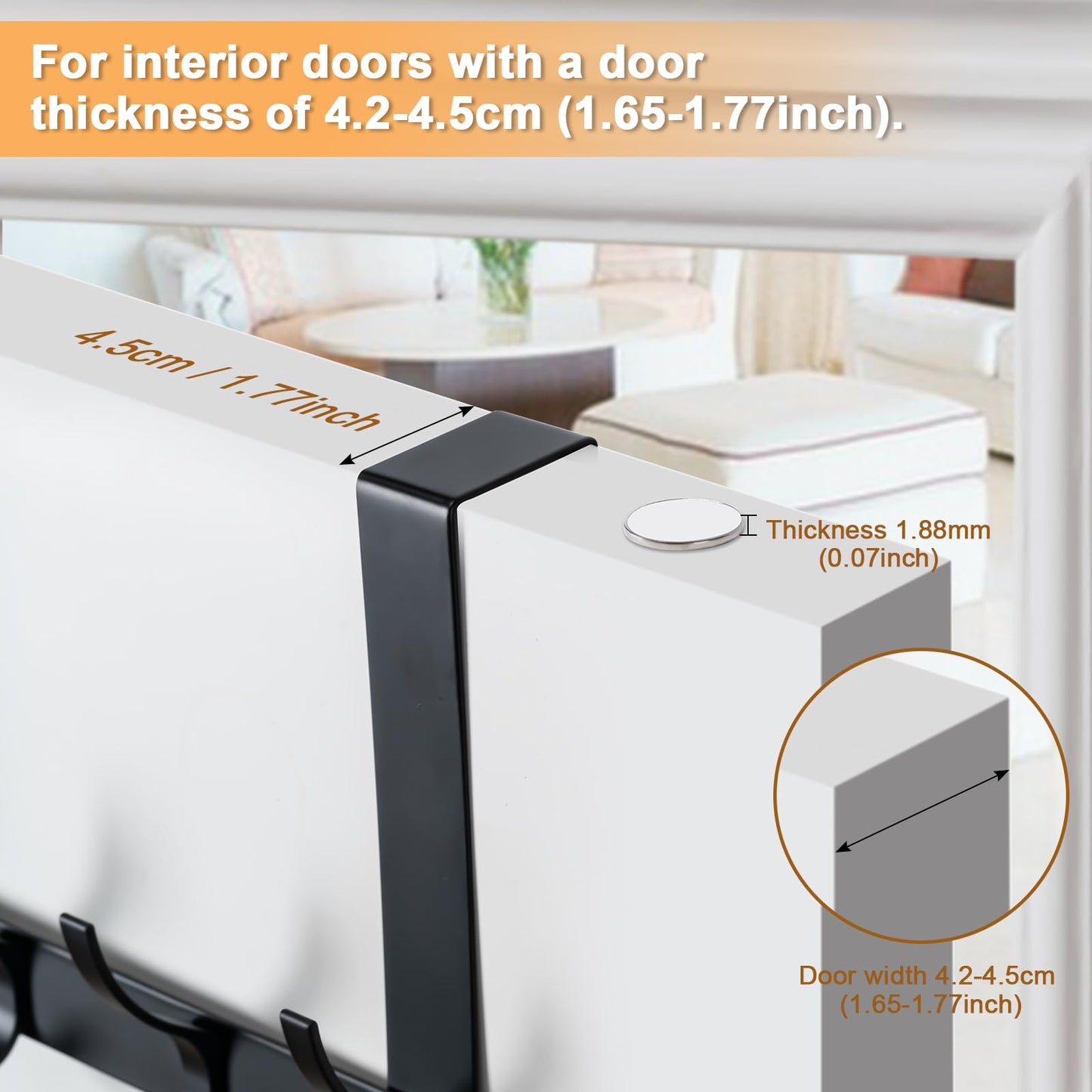 BOOMIBOO Over The Door Hooks, Sturdy Door Hanger, Towel Rack Towel Hooks for Bathroom 12 Hooks Large Over The Door for Bathroom, Bedroom，Kitchen